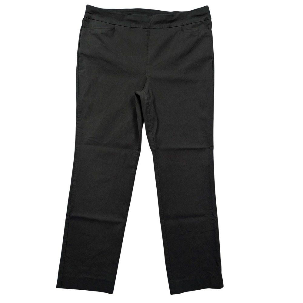 Chicos Pants Womens 3R (36x29) Black Ponte Pull On Straight Leg Stretch
